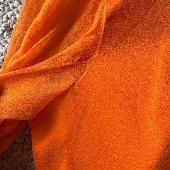 Vintage 1970s Orange Boho Prairie Dress Lace Keyhole Neck – Size S - Picture 3 of 16